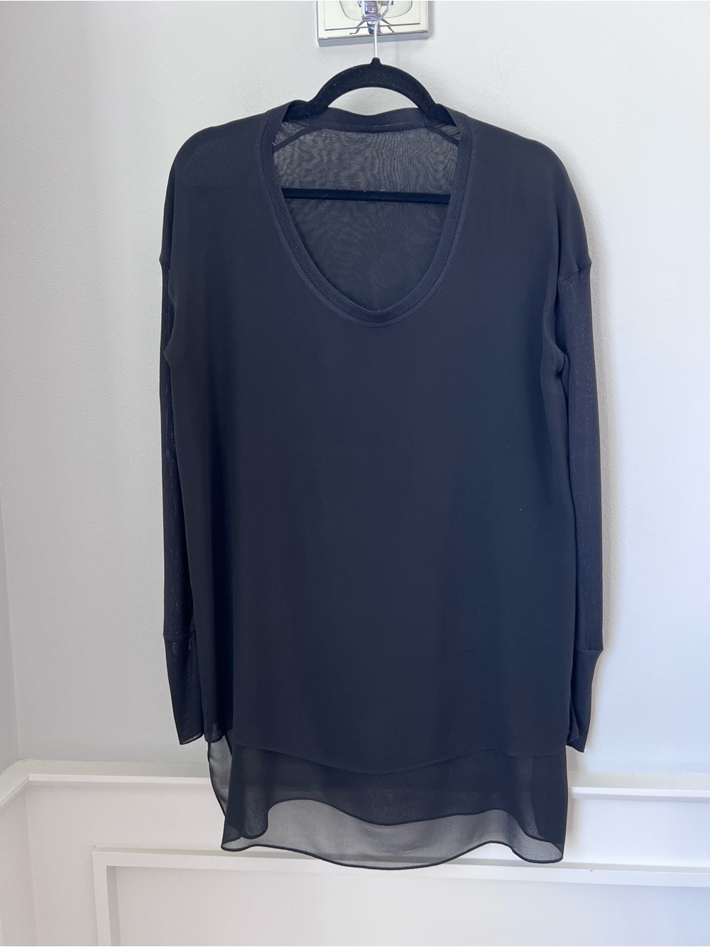 rag & bone Black V-Neck Layered Sheer-Hem Tunic